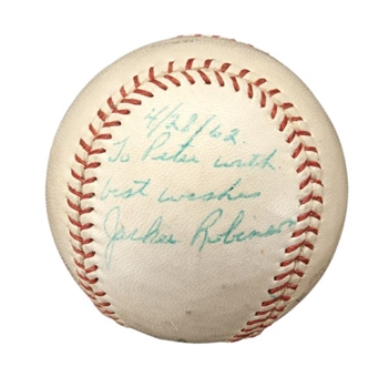 Jackie Robinson Single-Signed Baseball - Dated 1962